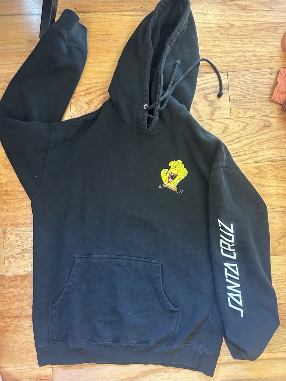 Santa Cruz Skateboards Black Hoodie with Spongebob Graphic